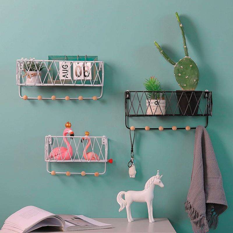 Wall Hook Rack Home Wall Decoration Creative Multifunctional Partition Wrought Iron Rack, Size:Sm...