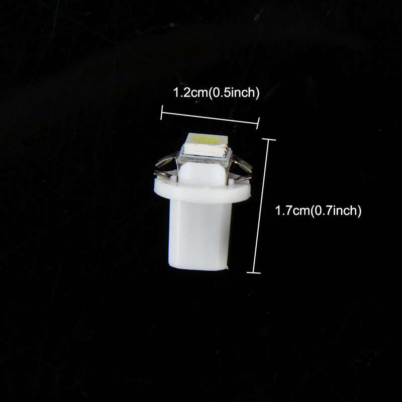 10 PCS 0.5W B8.5 Wedge Instrument Panel LED Light Dashboard Gauge Cluster Indicator Lamp Bulb (Wh...