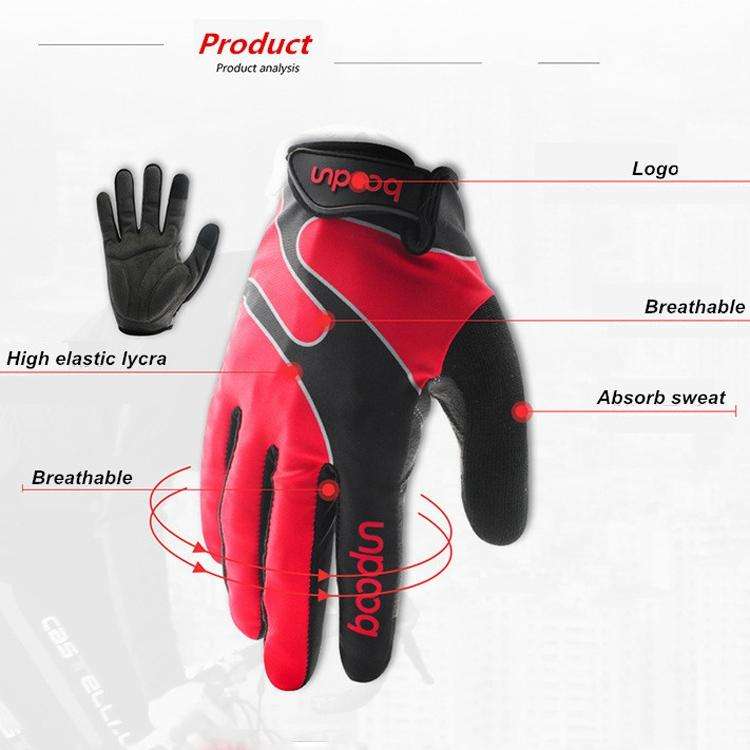Boodun Bicycle Gloves Long Finger Cycling Glove Sports Outdoor Elastic Touch Screen Gloves, Size:...