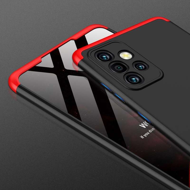 For Samsung Galaxy A72 5G / 4G GKK Three Stage Splicing Full Coverage PC Case(Black Red)