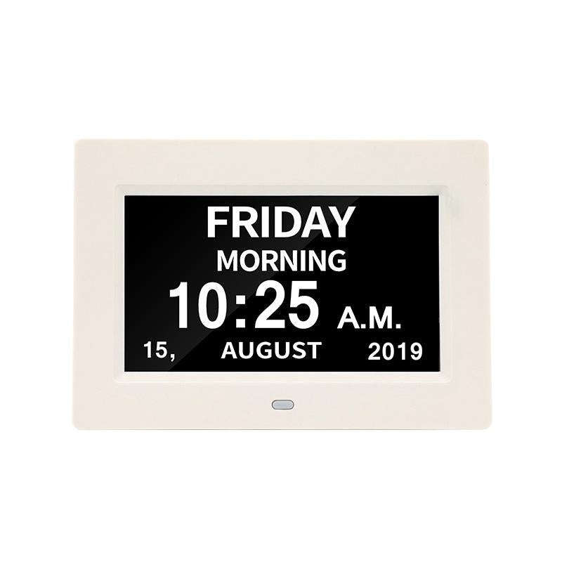 7-inch Digital Frame Calendar Day Clock Light Sensor Support Video and Picture Playback, EU Plug(...