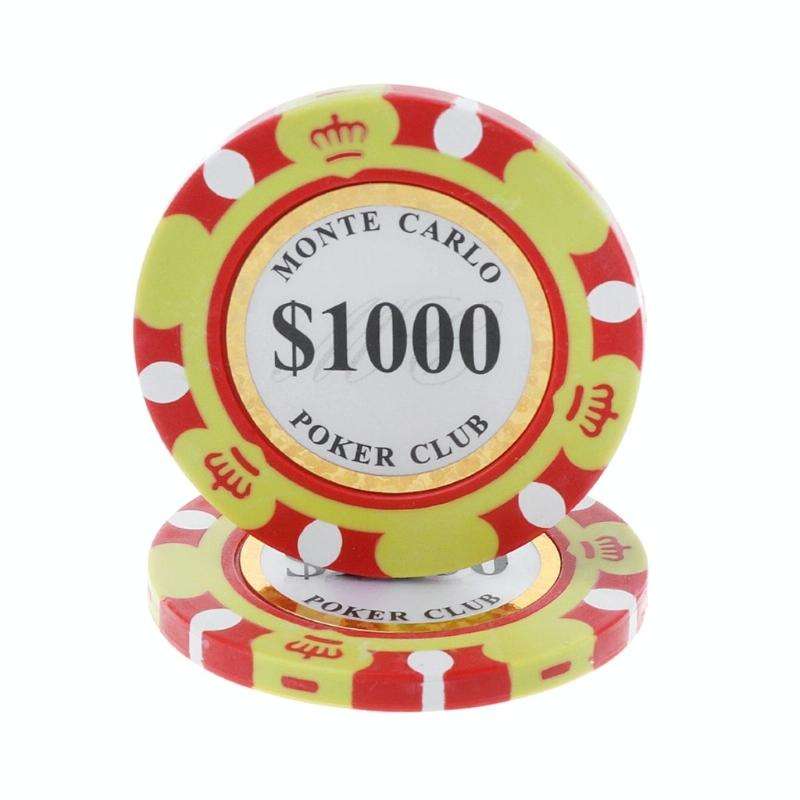 100 PCS Texas Hold'em Clay Chips Professional Casino Coin(Par Value and Color Random Delivery)