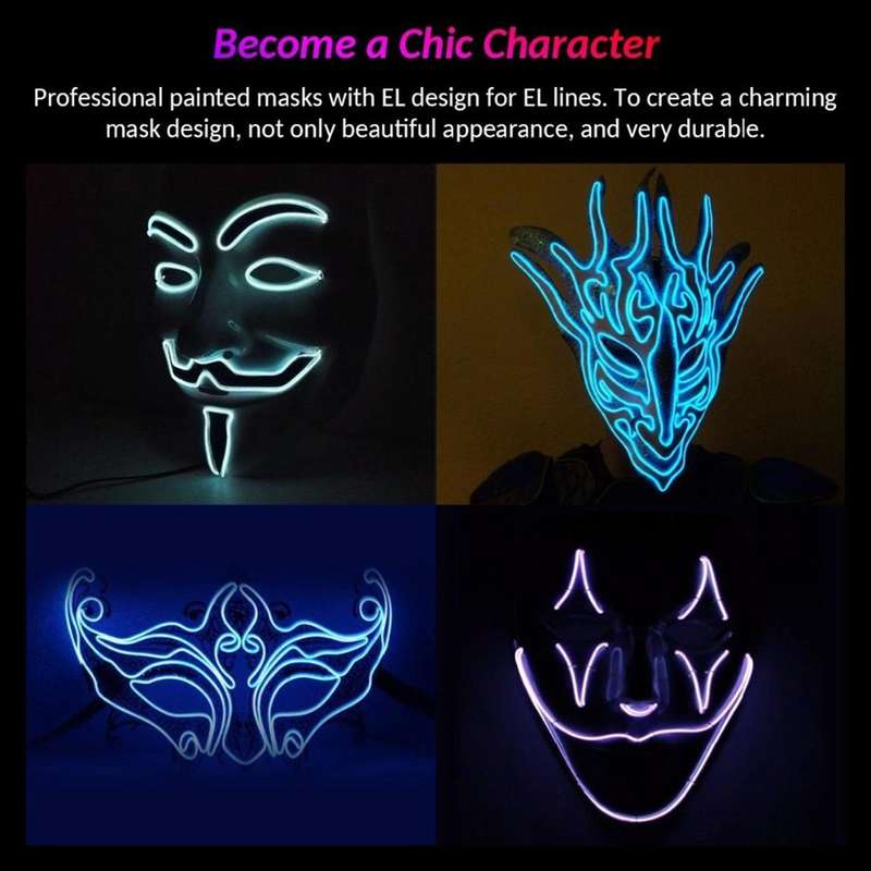 YouOKLight Neon EL Cold Round Flexible Strip Light with 3V Battery Box for Dance Party Car Decora...
