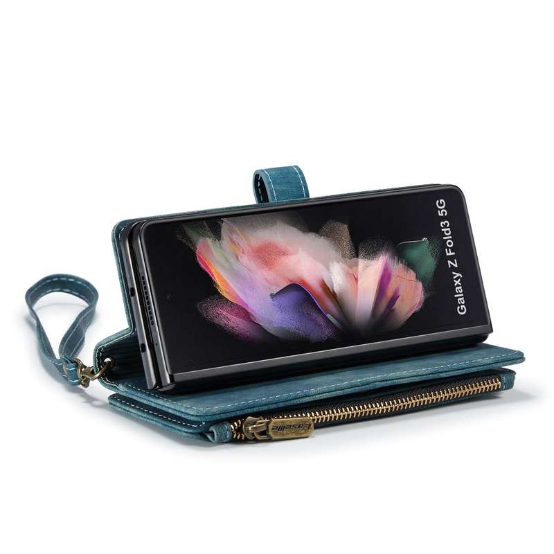For Samsung Galaxy Z Fold3 5G CaseMe C30 Multifunctional Phone Leather Phone Case(Blue)
