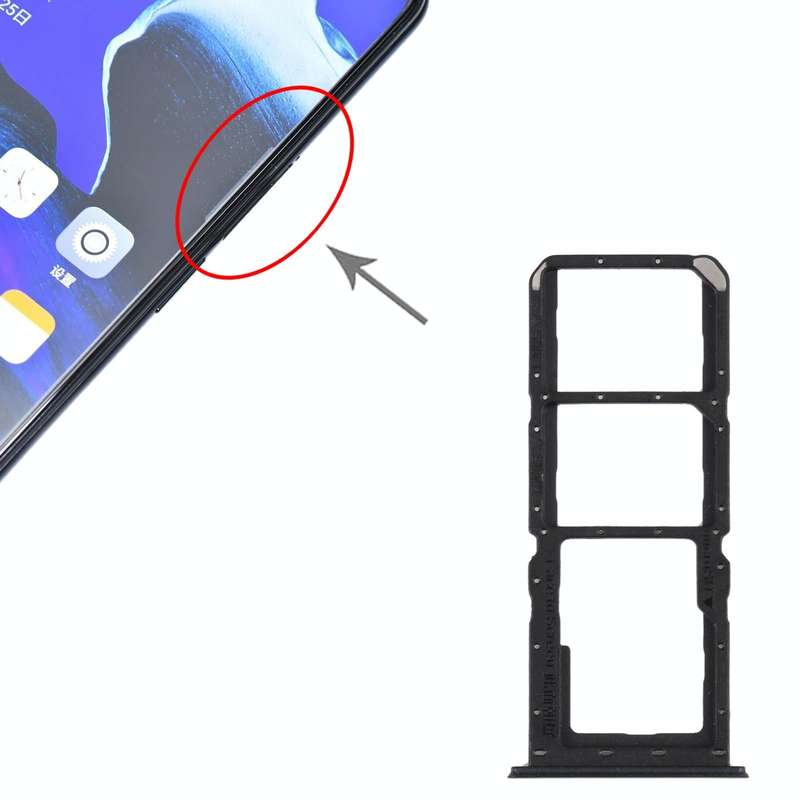 For OPPO Reno2 Z/Reno2 F  SIM Card Tray + SIM Card Tray + Micro SD card tray (Black)