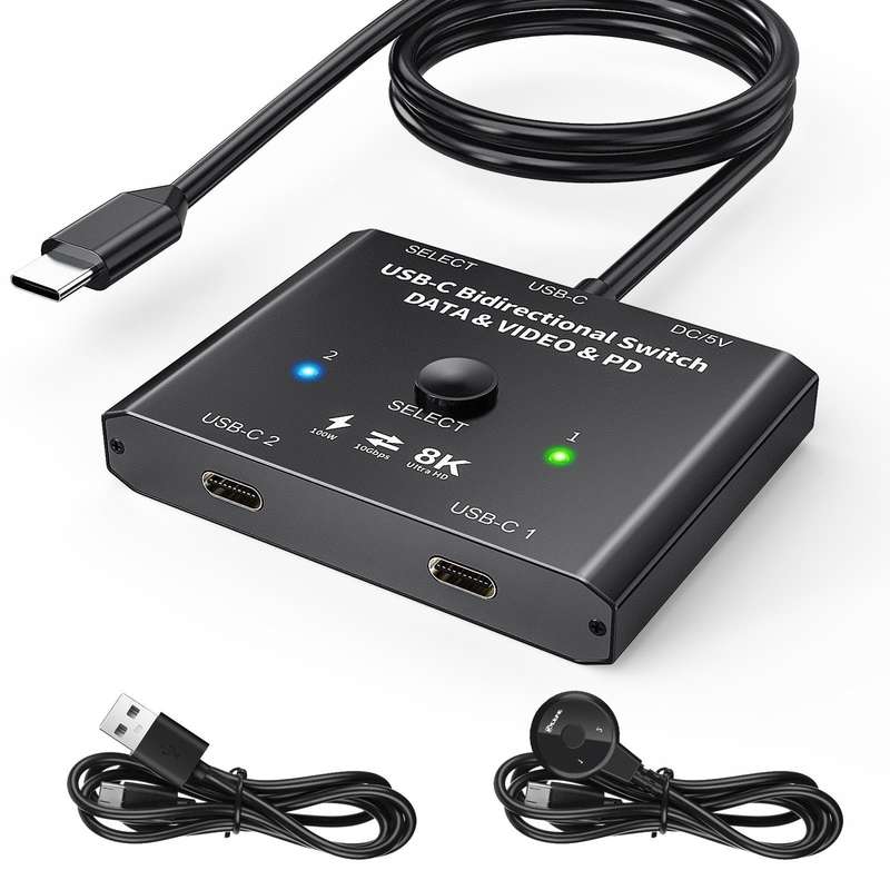 KC-C201 8K30 Type-C / USB-C Bidirectional Switch 10Gbps HD Splitter
