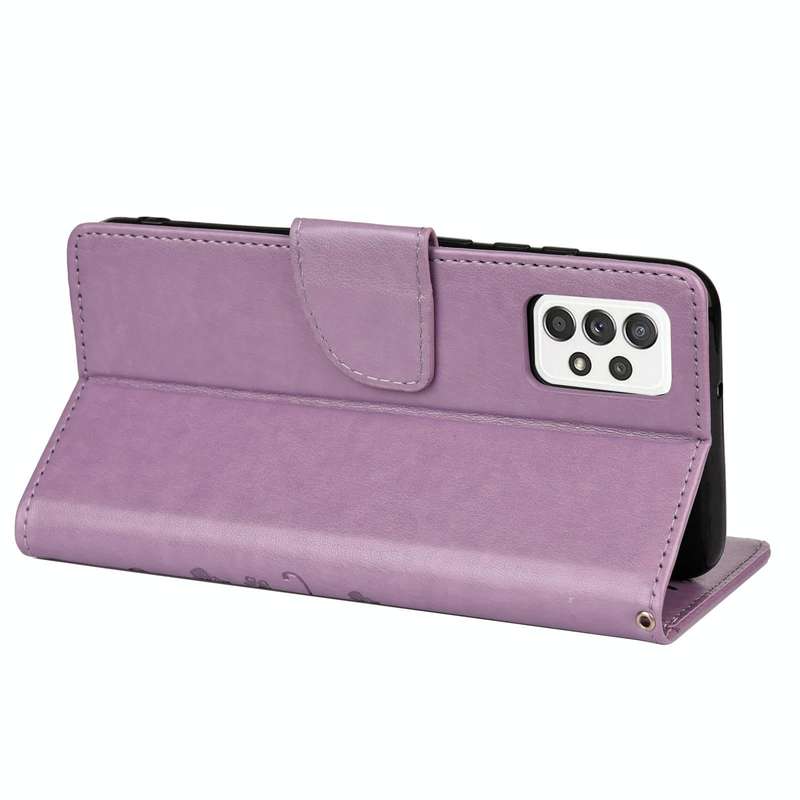 For Samsung Galaxy A23 5G Butterfly Flower Pattern Flip Leather Phone Case(Light Purple)
