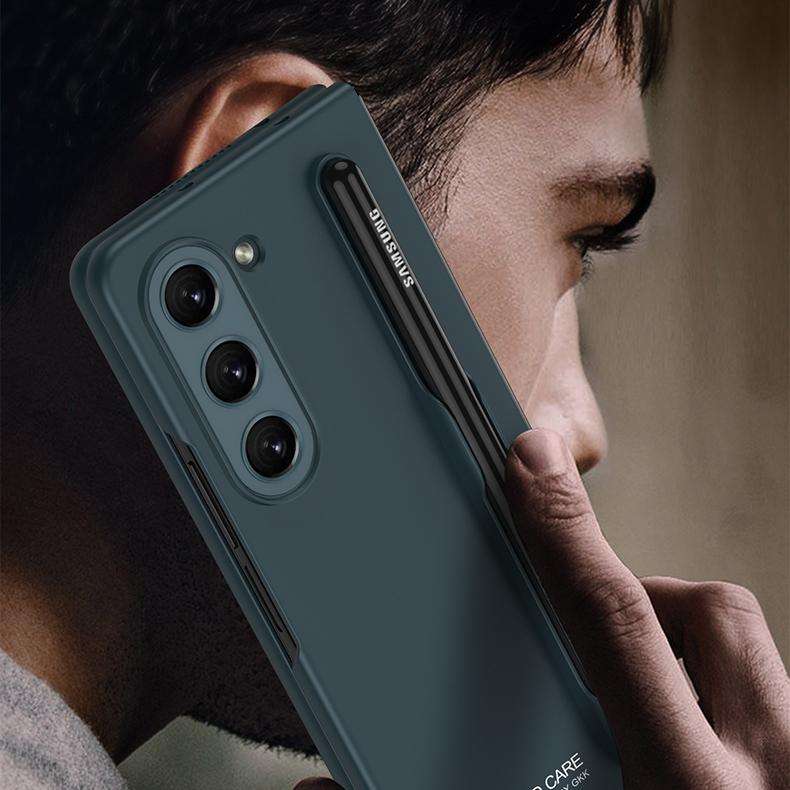 For Samsung Galaxy Z Fold5 GKK Ultra-thin Full Coverage Phone Flip Case with Pen Slot(Gold)