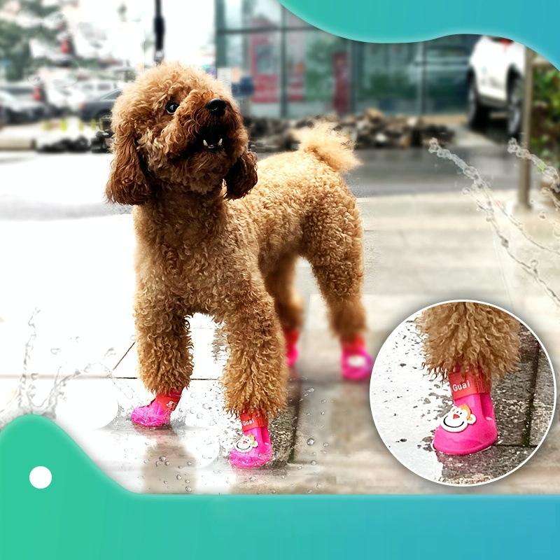 Pet Cartoon Silicone Rain Boots Waterproof Non-Slip Cold-Resistant Dog Shoes, Size: M(Green)