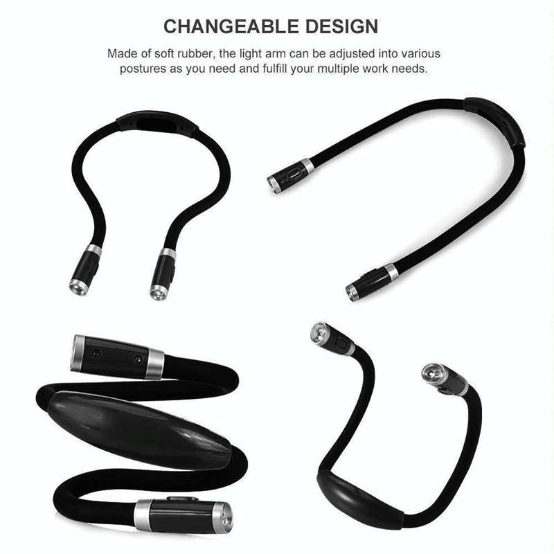 Portable U-shaped LED Flexible Handsfree Hug Neck Reading Book Lamp Torch(Green)