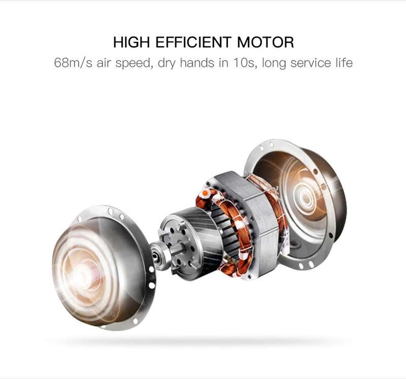 304 Stainless Steel Automatic SensorJet Hand Dryer High Speed Airflow for Home Hotel Airport Hand...