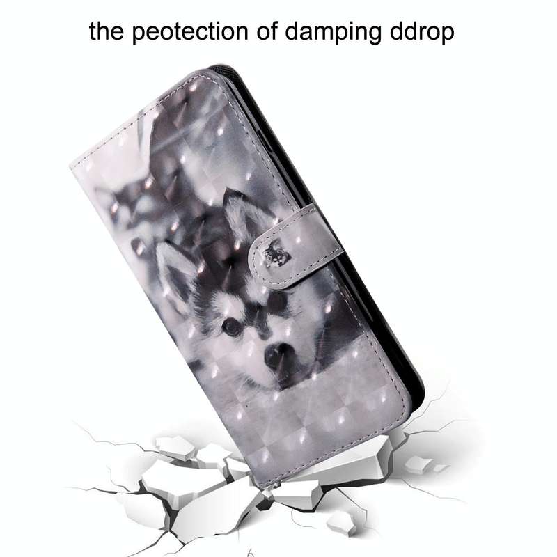 For Samsung Galaxy A13 4G 3D Painting Pattern Coloured Drawing Leather Phone Case(Husky)