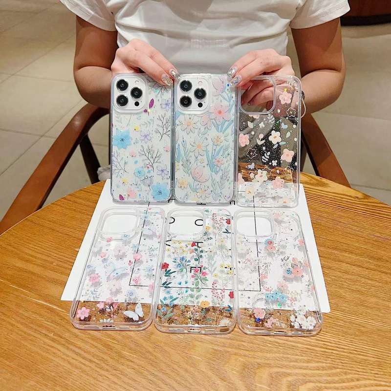 For iPhone 13 mini Fresh Small Floral Epoxy TPU Phone Case(D04)