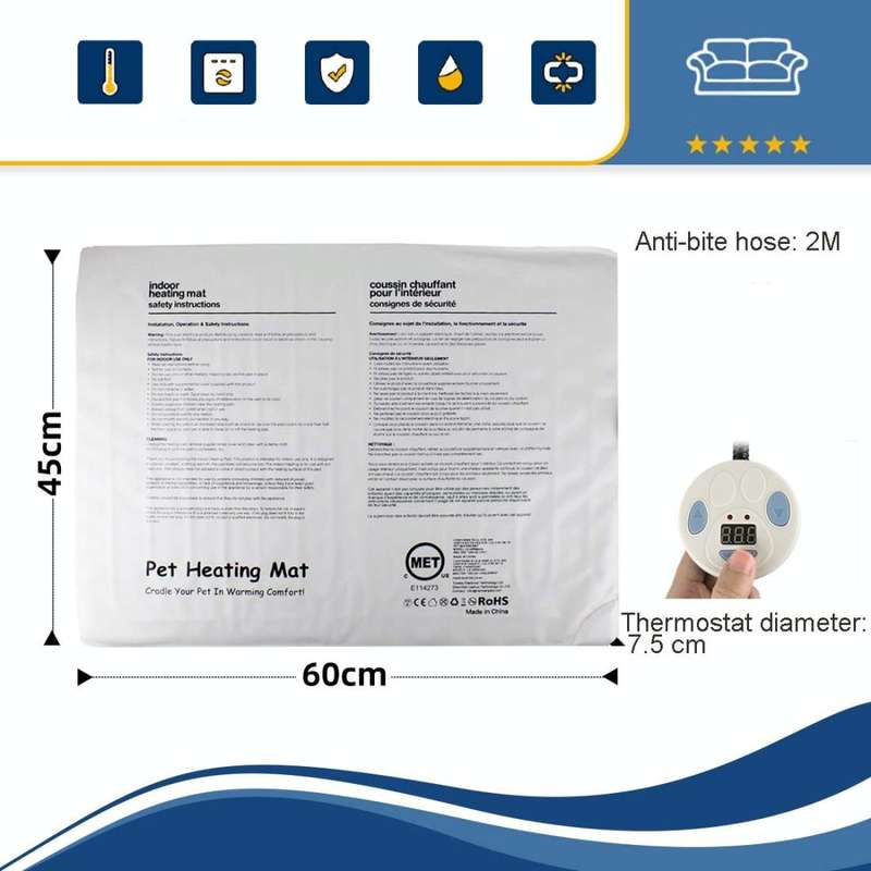 Pet Heating Pad Waterproof and Anti-Scratch Electric Blanket, Size: 60x45cm, Specification: US Plug