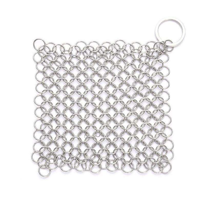 Stainless Steel Square Cast Iron Cleaner Pot Brush Scrubber Home Cookware Kitchen Cleaning Tool, ...