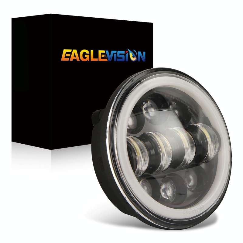 EagleVision DC9-30V 35W 6000K 4000LM 5.75 inch Round Motorcycle 6LEDs Headlight with Angel Eye fo...