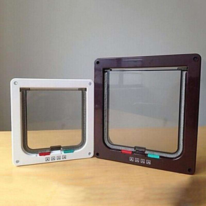 Pet Door 4 Ways Lockable Security Flap Door for Dog Cat Kitten Wall Mount Door Animal Small Pet C...