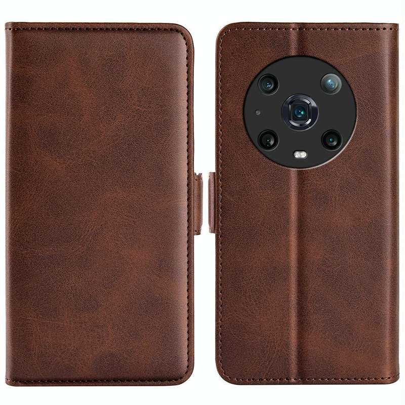 For Honor Magic4 Pro Dual-side Magnetic Buckle Flip Leather Phone Case(Brown)