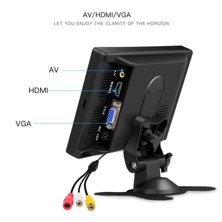 YB-700A-1 7 Inch 12/24V HD Car Monitor Display HDMI VGA AV Interface Home Computer Video Player R...