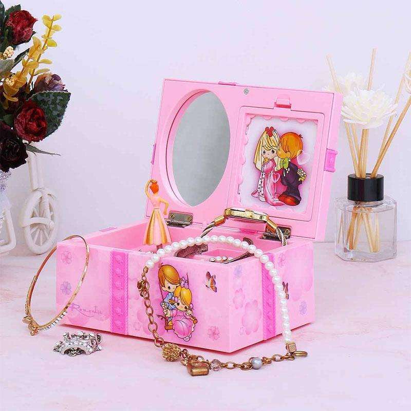 Girly Heart Dancing Girl Jewelry Storage Music Box, Style:Love(Pink)