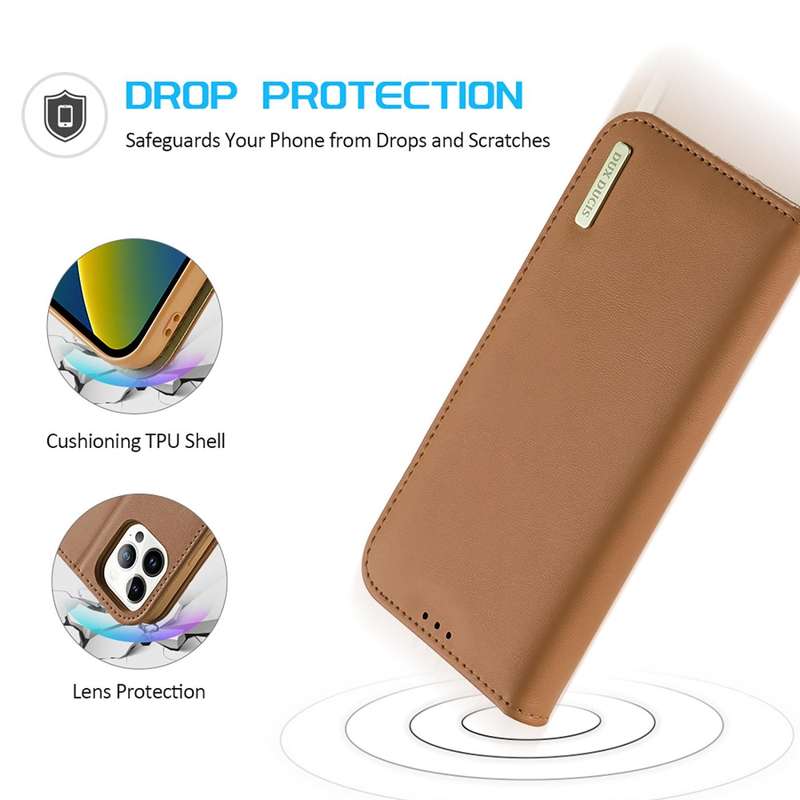 For iPhone 14 Pro Max DUX DUCIS Hivo Series Cowhide + PU + TPU Leather Case (Brown)