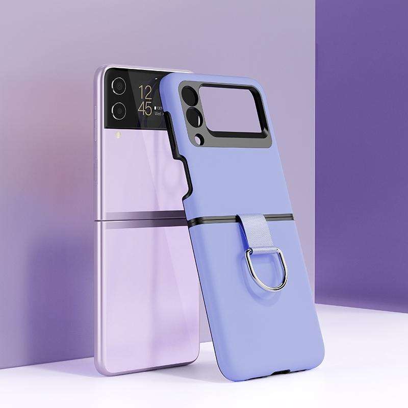 For Samsung Galaxy Z Flip4 Silicone PC Ring Phone Case(Purple)
