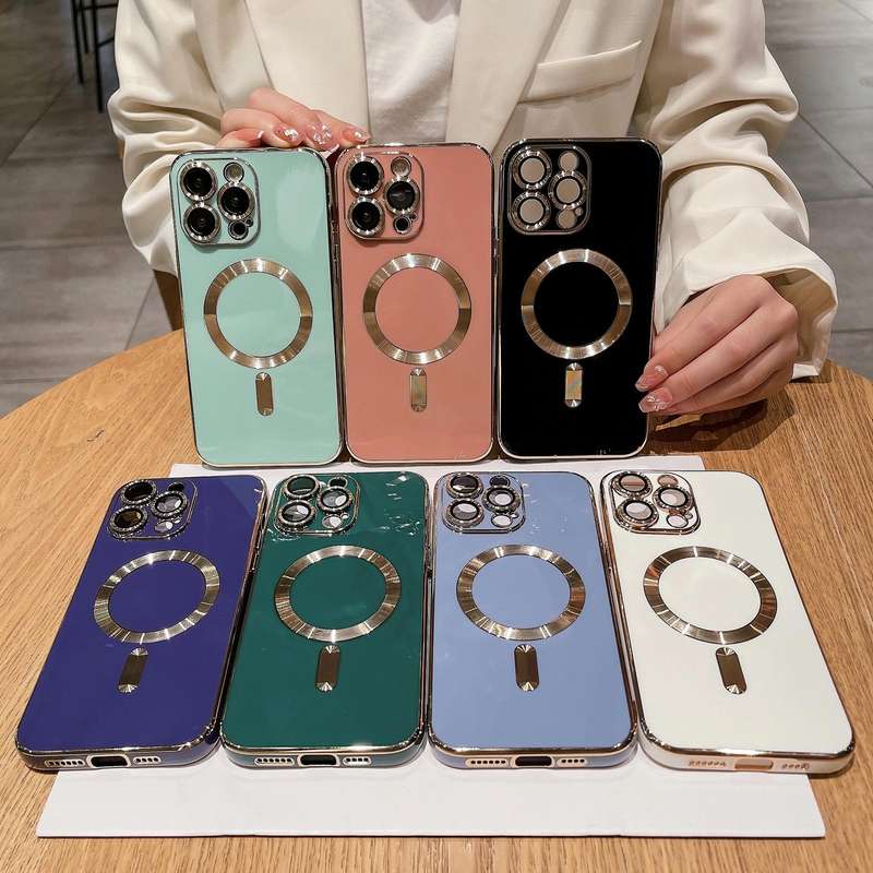 For iPhone 11 Pro Max Magsafe Plating TPU Phone Case with Lens Film(Green)