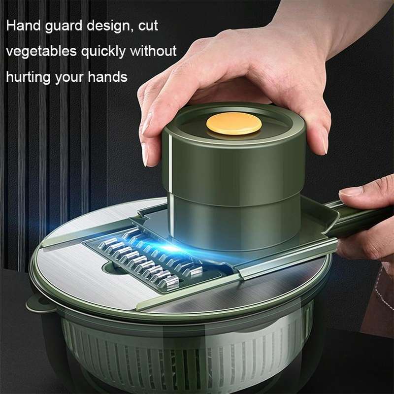 6 In 1 Hand-guard Vegetable Cutter with Water Filter and Storage Function(Green)
