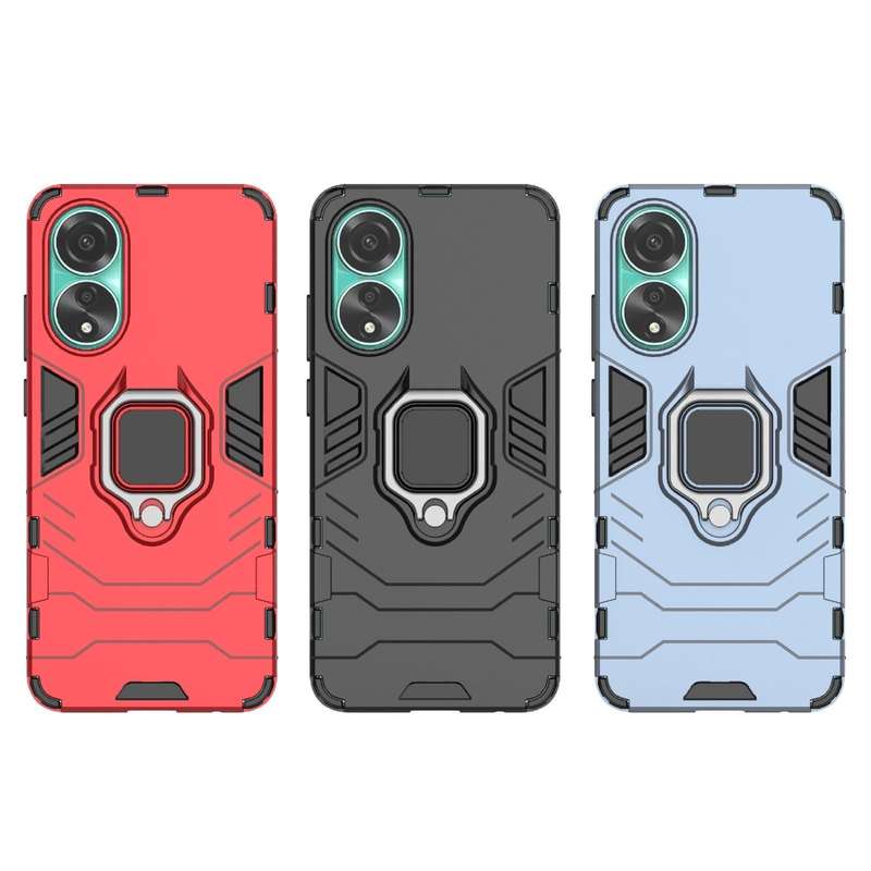 For OPPO A78 4G Shockproof PC + TPU Holder Phone Case(Navy Blue)