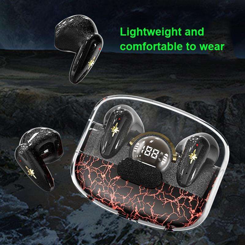 TWS Wireless Bluetooth Headset In-ear Space Capsule Gaming Headset(Transparent Black)
