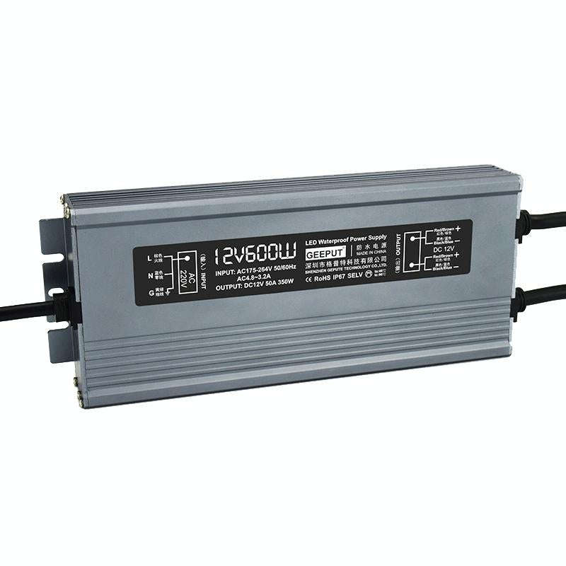GEEPUT 220V Turn 12V LED Waterproof Power Supply Transformer, Model: 50A 600W