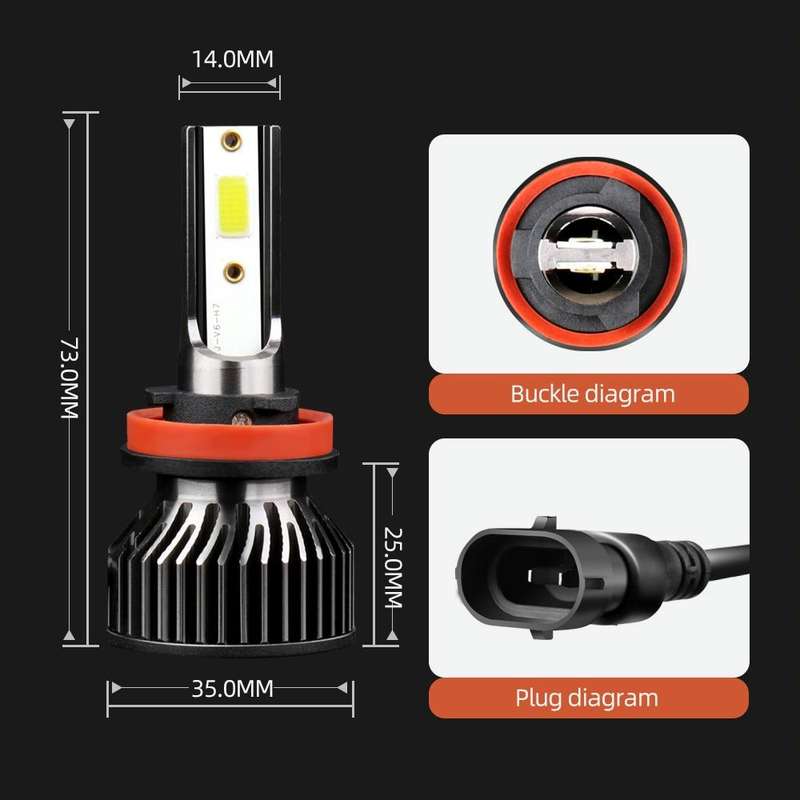 F2 H8 / H9 / H11 2 PCS DC9-36V / 25W / 6000K / 2500LM IP68 Waterproof Car LED Headlight(Cold Whit...