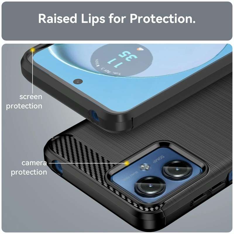 For Motorola Moto G14 Brushed Texture Carbon Fiber TPU Phone Case(Black)