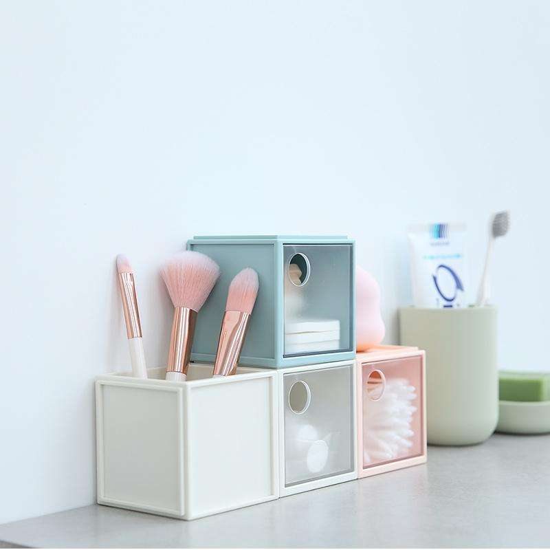 Square Plastic Desktop Storage Box(Blue)
