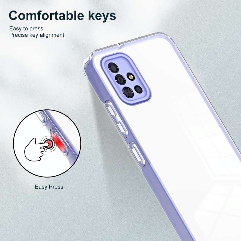 For Samsung Galaxy A51 4G 3 in 1 Clear TPU Color PC Frame Phone Case(Purple)