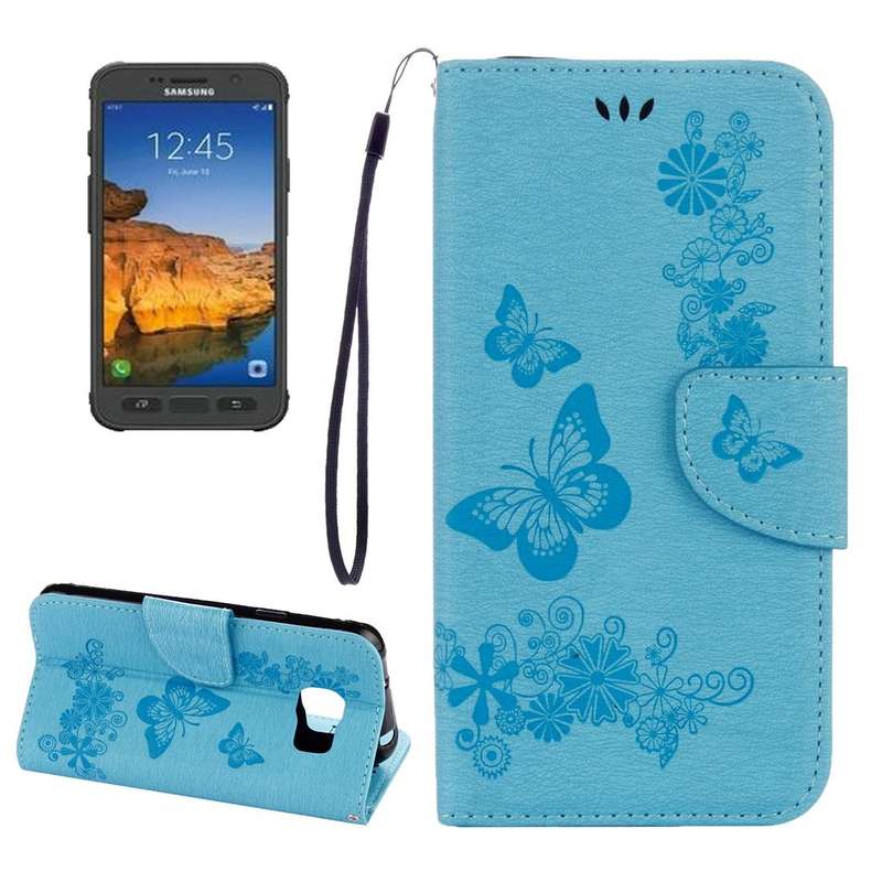 For Galaxy S7 Active Pressed Flowers Butterfly Pattern Horizontal Flip Leather Case with Holder &...