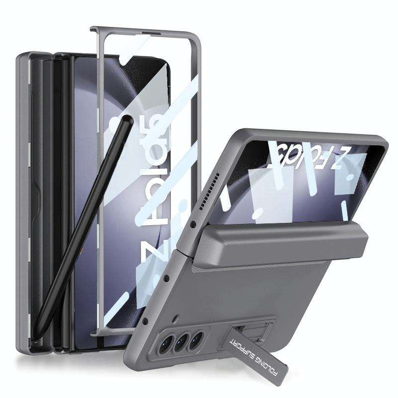 For Samsung Galaxy Z Fold5 GKK Magnetic Full Coverage Phone Flip Case with Pen Box(Grey)
