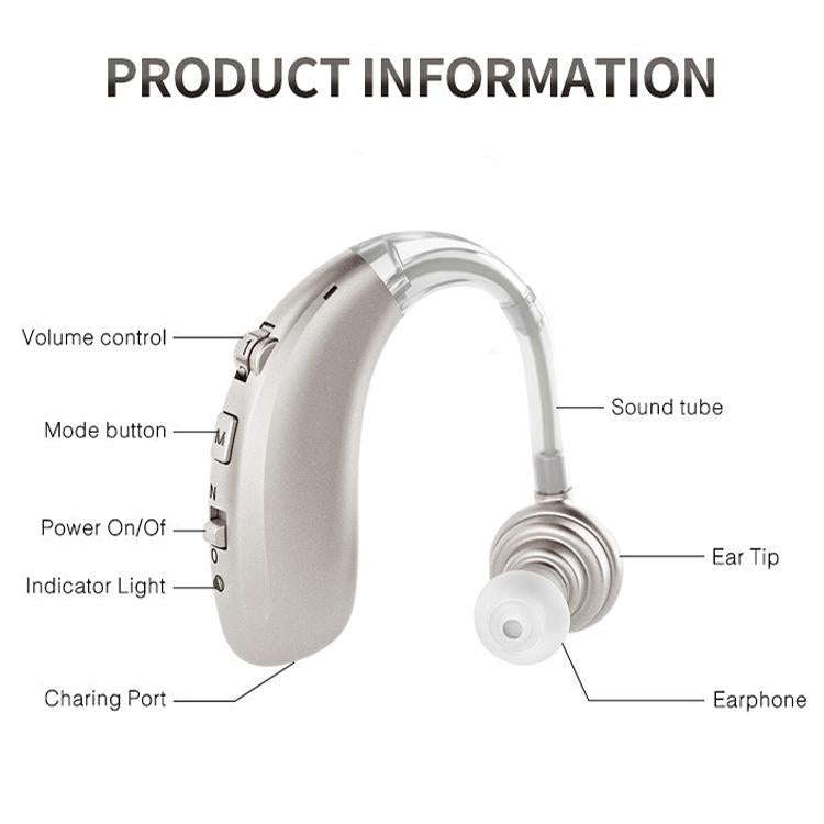 USB Charging Earhook Noise Reduction Hearing Aid Sound Amplifier(Skin-color)