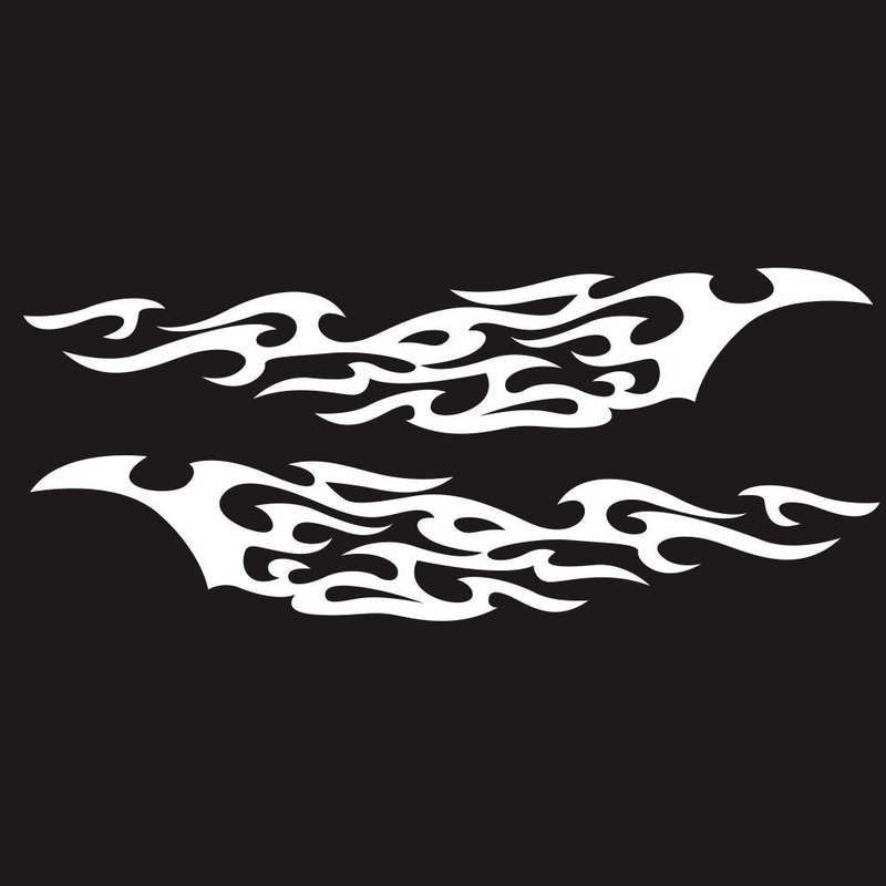 2 PCS/Set D-969 Flame Pattern Car Modified Decorative Sticker(White)