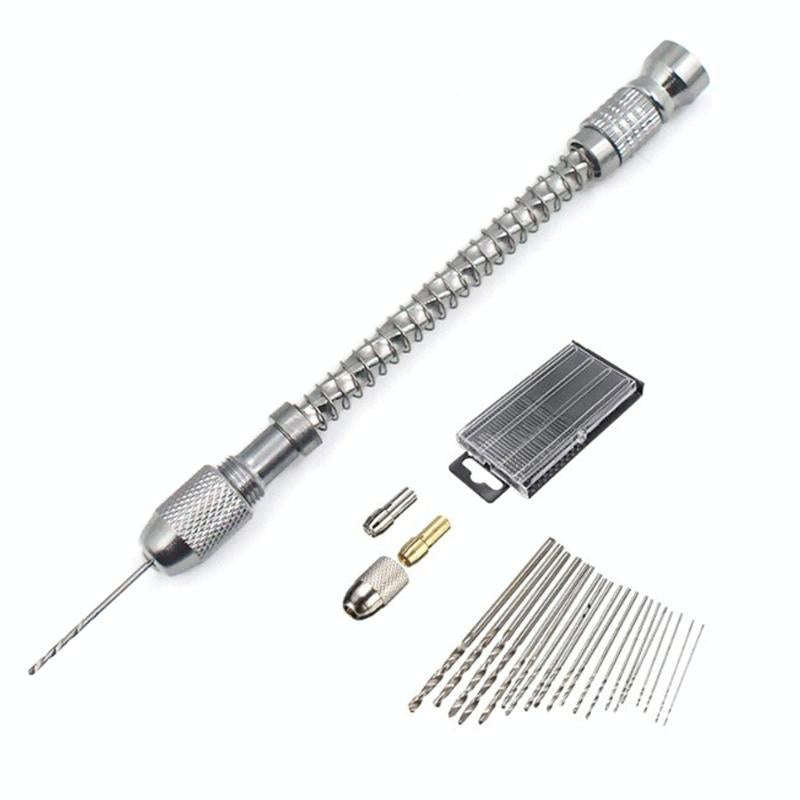 HIAIM Punch Semi-automatic Twist Drill Hand Drill Set, Specification:Hand Drills +0.3-1.6 Bits 20...