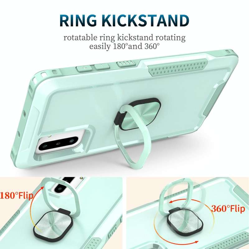For Samsung Galaxy Note10 3 in 1 PC + TPU Phone Case with Ring Holder(Mint Green)