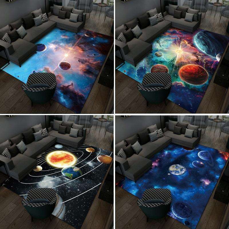 3D Visual Cartoon Cosmic Planet Living Room Carpet, Size: 60x90cm(Cosmic Planet 2)