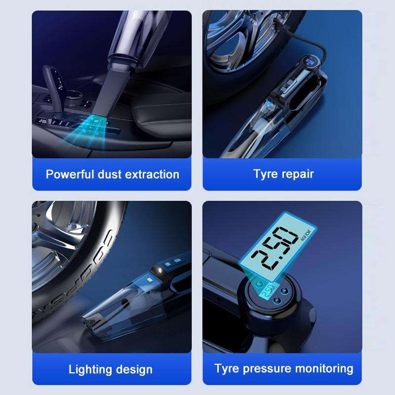 4 in 1 Car Vacuum Cleaner Portable Inflator Pump, Models: Wireless Pointer