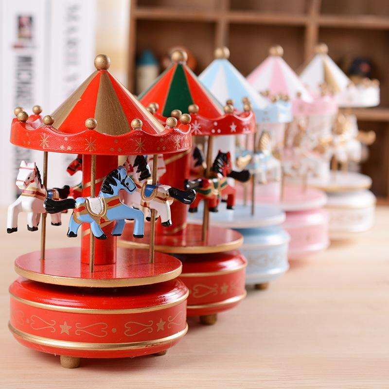 Sky City Carousel Clockwork Music Box Couples Birthday Gift(K0131 Star Blue)