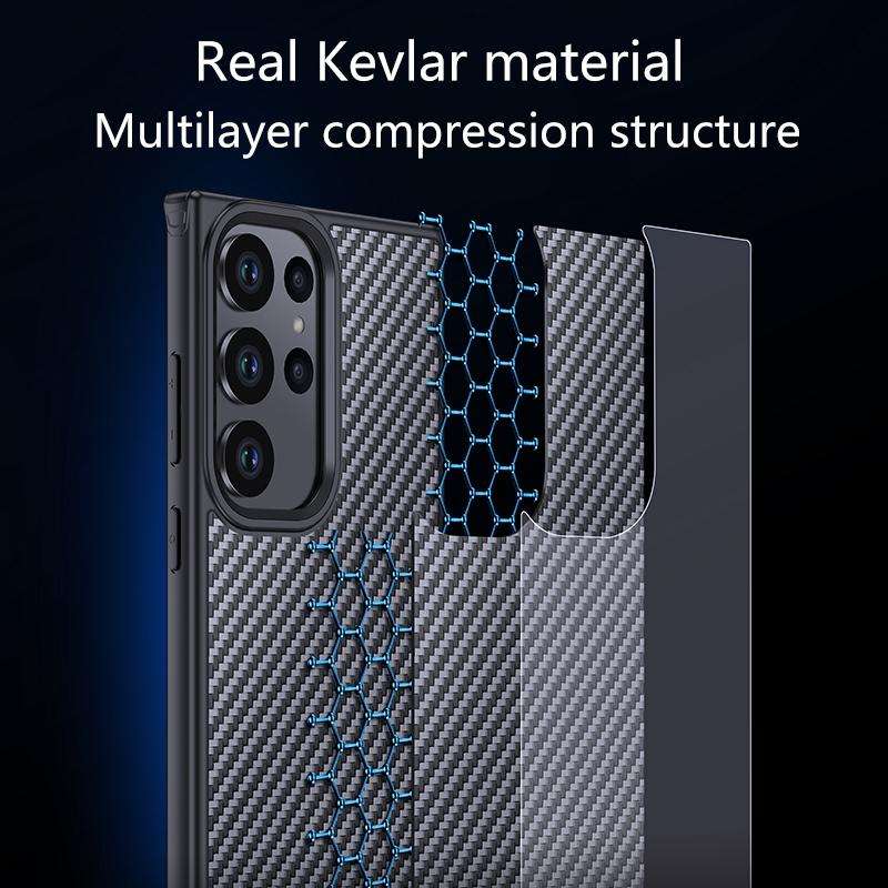 For Samsung Galaxy S23 Ultra 5G wlons Magsafe Carbon Fiber Kevlar TPU Phone Case(Black)