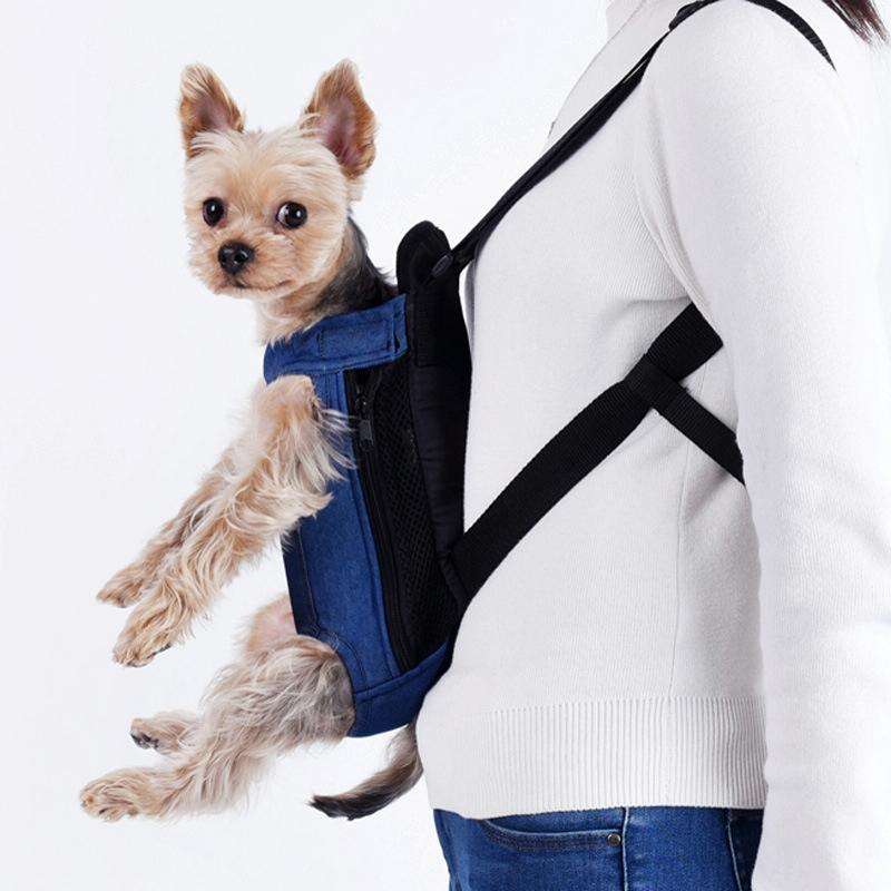 Dog Going Out Foldable On Chest Backpack Pet Carrier Bag, Colour: Blue Denim (Four Seasons)(M)