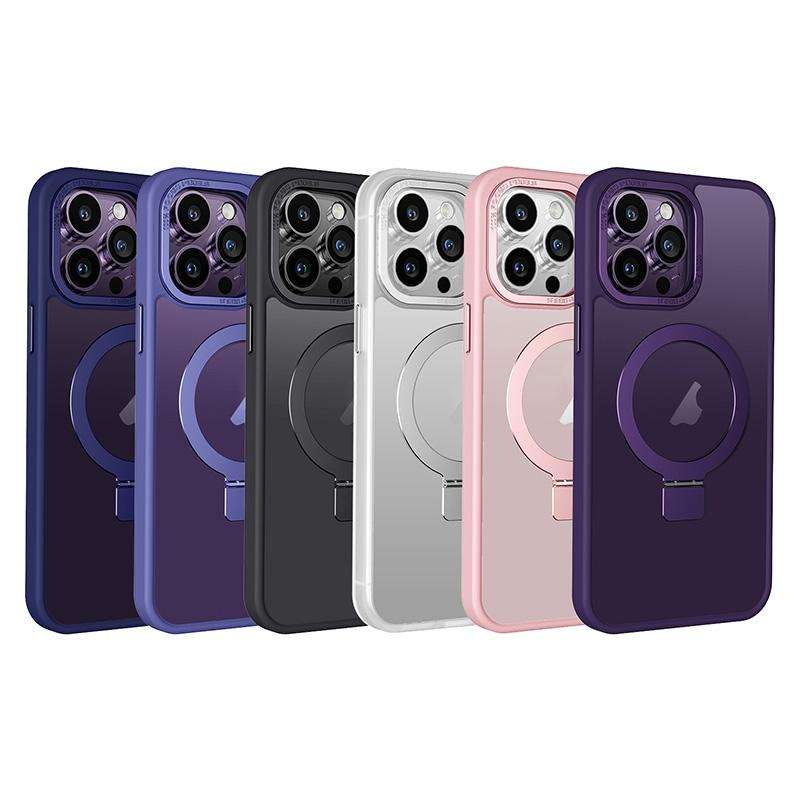 For iPhone 11 Pro Max Skin Feel MagSafe Magnetic Holder Phone Case(Matte White)