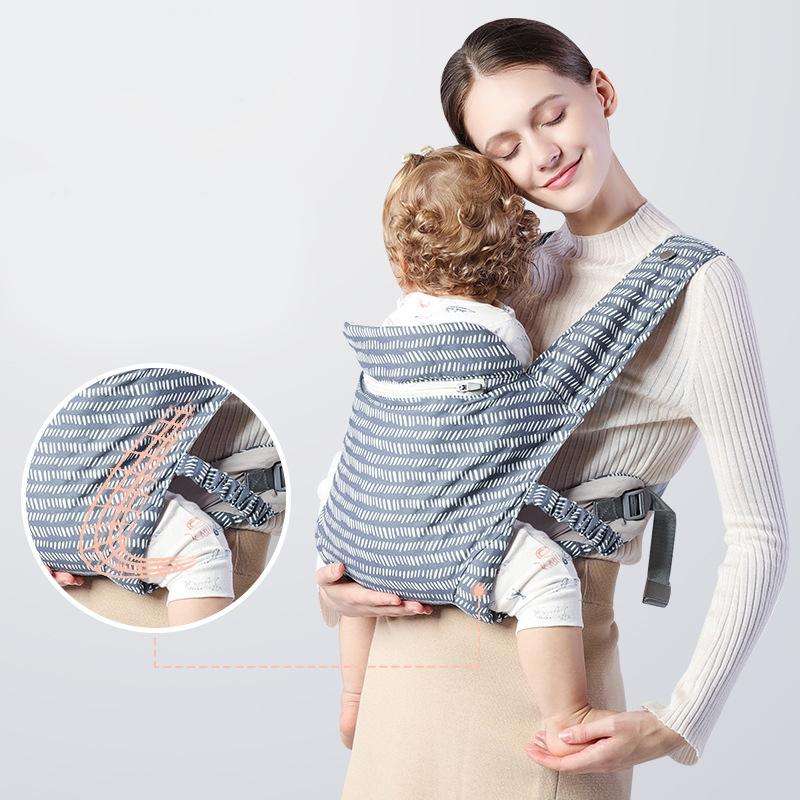 Kangaroo Baby Portable Multifunctional Baby Carrier Front Hold Baby Breathable Carrier(White Stri...