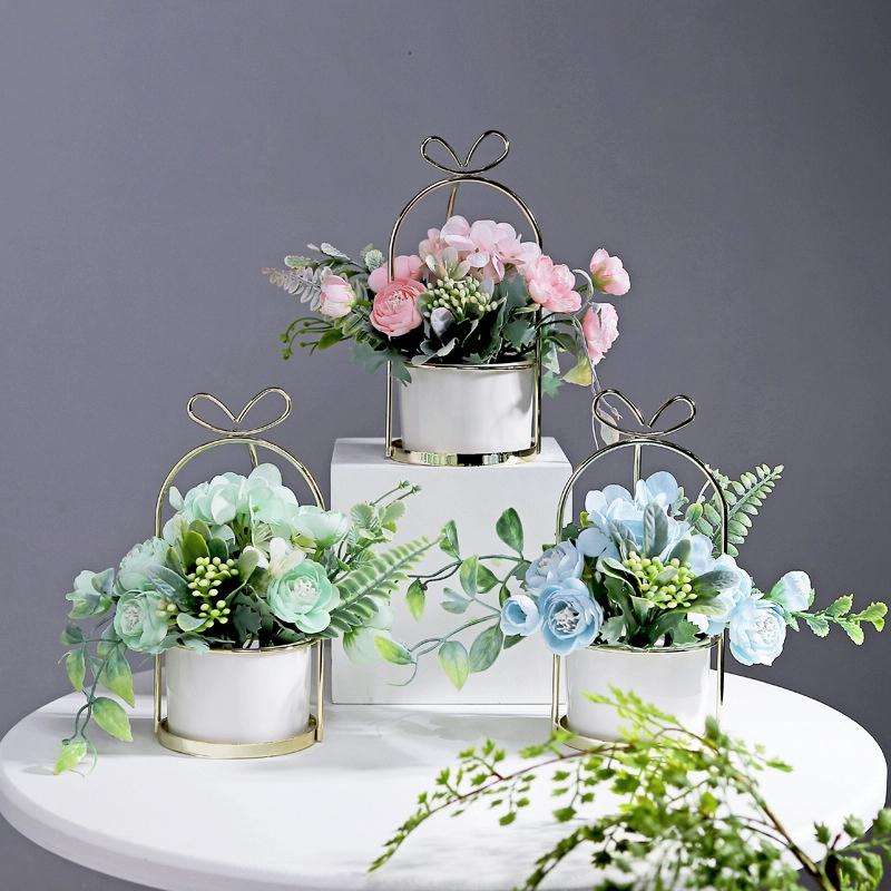 Wrought Iron Portable Frame Hydrangea Flower Pot Decoration Ornaments Home Study Office Wedding D...