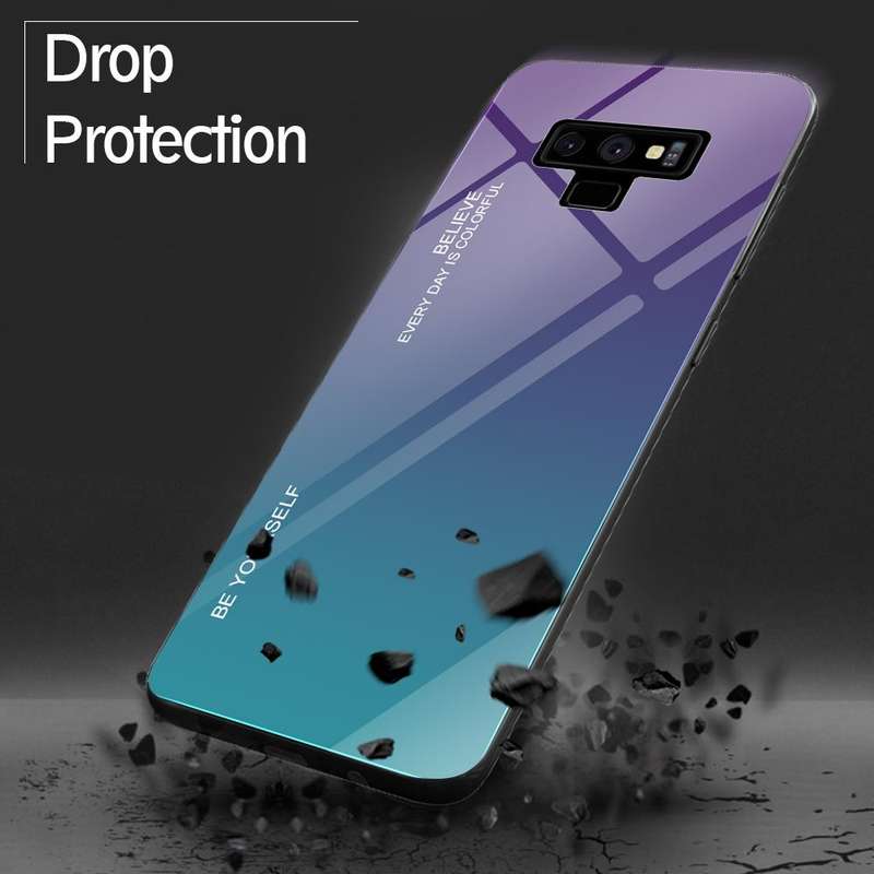 For Galaxy Note 9 Gradient Color Glass Case(Light Purple)